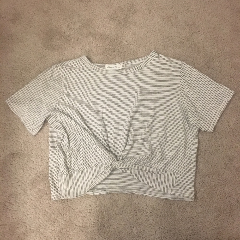 Striped White & Black Top